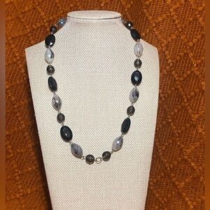 Vintage Elegant Black and Gray Beaded Necklace